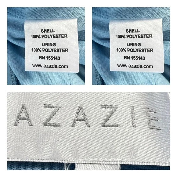 Azazie One-Shoulder Gathered Light Blue Evening Gown SZ 8 - Picture 11 of 15